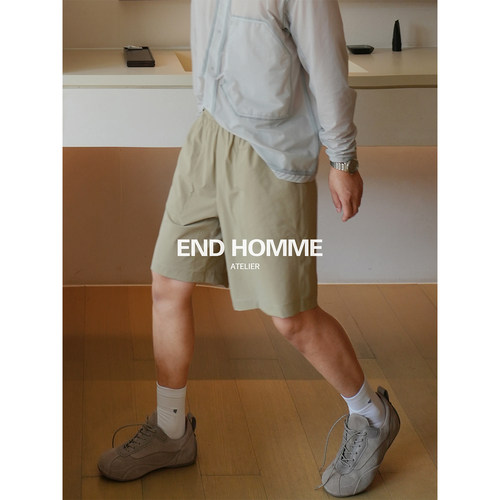END HOMME lululemo*日产肌理透气 城市户外休闲运动短裤男直筒薄
