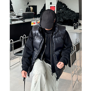 白鹅绒羽绒马甲男秋冬新款立领短款宽松加厚面包羽绒外套女情侣款