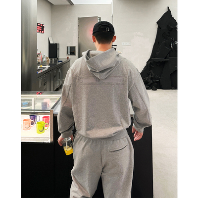春秋新款韩版潮流宽松廓形直拉链连帽短款卫衣卫裤男休闲运动上衣