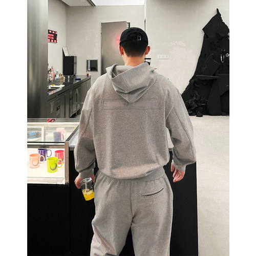 春秋新款韩版潮流宽松廓形直拉链连帽短款卫衣卫裤男休闲运动上衣
