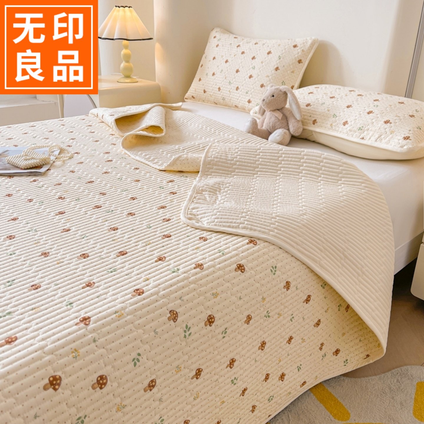 无印良品夹棉绗缝床盖单件纯棉全棉四季通用单人学生宿舍加厚床单,床上用品,床盖,淘宝优惠券,粉丝福利购,淘宝优惠卷