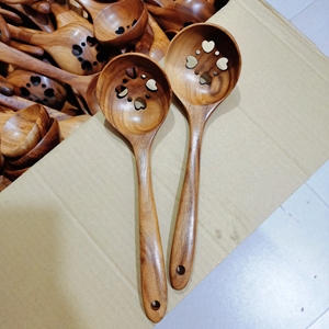 相思木漏勺家用厨房镂空勺捞勺烹饪用整木厨具一体成型实木漏勺子