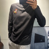 T恤男时尚 马年H家高端丝光棉打底衫 圆领长袖 欧货潮牌欧货独家臻品