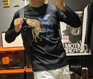 奢品高端双面水柔棉打底圆领长袖 休闲潮 T恤男简单欧货高品个性