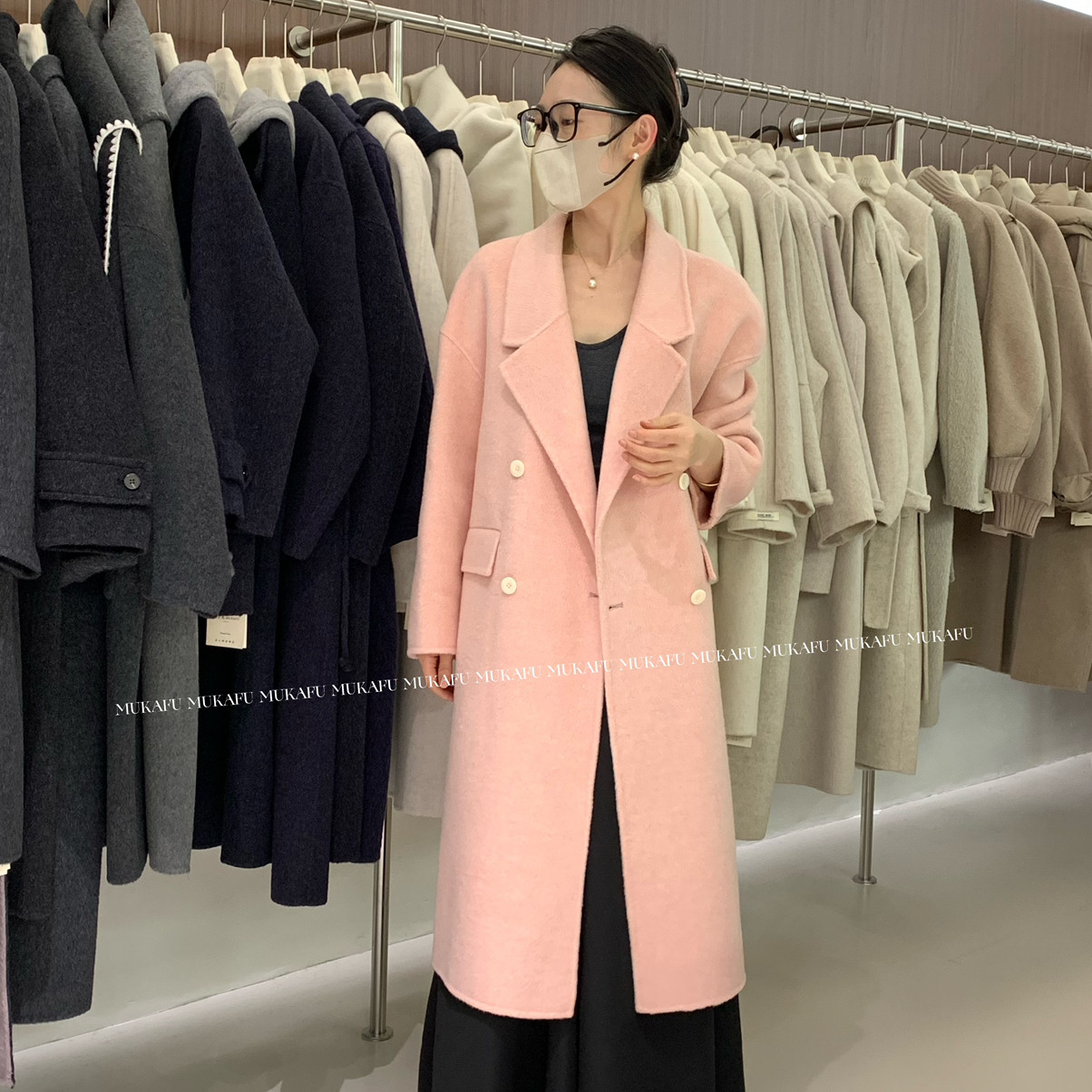 慕卡芙-韩系高级感双排扣羊绒大衣羊毛外套（含10羊绒）25108,女装/女士精品,羽绒服,淘宝优惠券,粉丝福利购,淘宝优惠卷