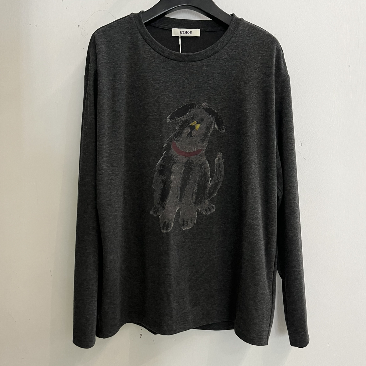 ETHOS袖T可爱萌犬图案宽松版型长袖T恤印花工艺长袖T恤W25C220A