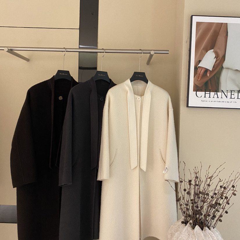 a some-系带领设计宽松长款羊毛外套（含70羊毛）MAXMAVERE-659,女装/女士精品,羽绒服,淘宝优惠券,粉丝福利购,淘宝优惠卷