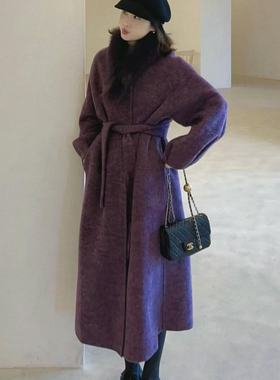 TOO家-大衣羊毛外套(配腰带可拆卸真狐狸毛毛领)25876882591FMY