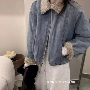 JOINS-牛仔外套短款加绒加厚保暖夹克冬季新款减龄短外套55175j30