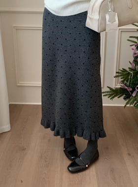 芭妮Bonnet-加厚针织裙筒裙花边半身裙（含4.7绵羊毛）N152-2511