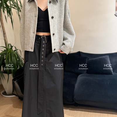 HCC-冬上新小香风撞色翻领短款羊毛外套（含95羊毛）60-587