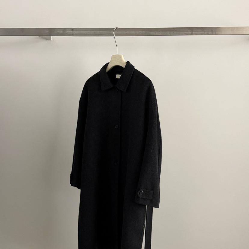 ins小屋-翻领长款羊毛外套(配腰带)（含65绵羊毛）slurp-60188-1