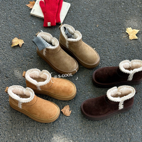 SOLO'S ACC-冬上新圆头加绒厚底百搭舒适保暖雪地靴8003