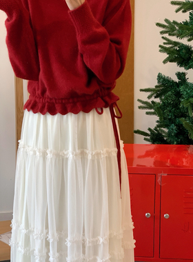 Vaoom-韩系木耳边领设计软糯感收腰羊毛毛衣(含37.6绵羊毛)K1770