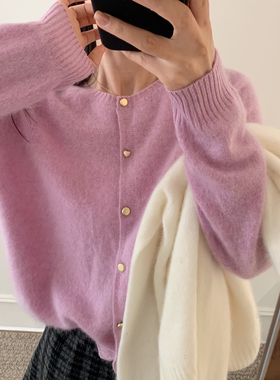 芭妮Bonnet-金扣开衫圆领保暖毛衣（含96.5绵羊毛）N159-251560