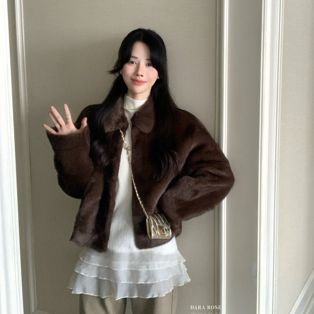 DARA ROSE-复古翻领仿皮草毛ins韩版长袖短外套L8411,女装/女士精品,时尚套装,淘宝优惠券,粉丝福利购,淘宝优惠卷
