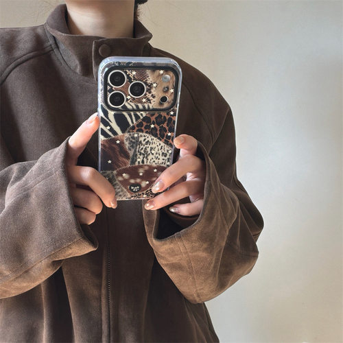 甜酷辣妹拼接豹纹斑马纹适用iphone17Promax苹果16手机壳15双层14
