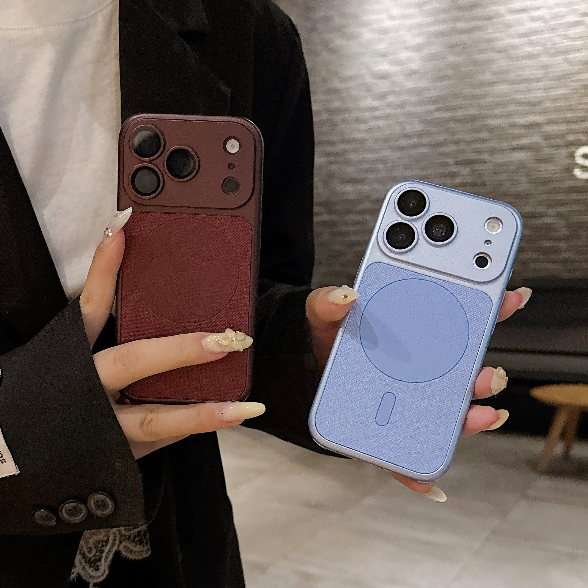 瞳眼iPhone18promax棒棒糖磁吸手机壳适用苹果17双色布纹15全包13