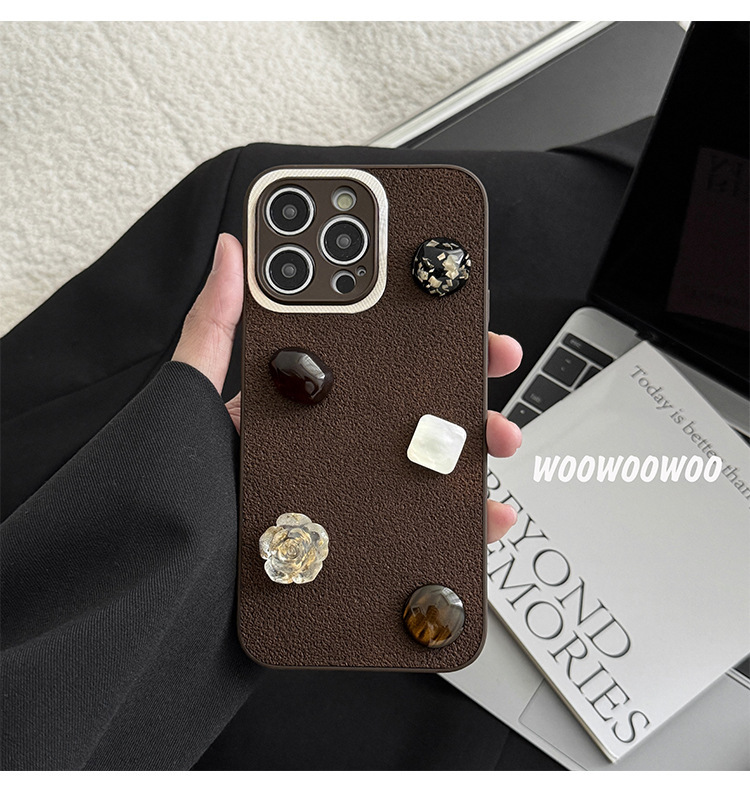 几何立体IPhone15ProMax皮纹苹果15PRO/14手机壳适用IP12/13/11金