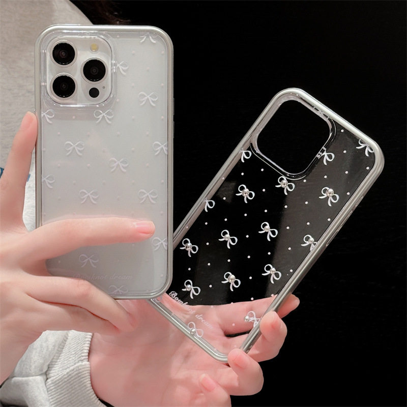 IPHONE15PROMAX APPLE 14|13|12 새 휴대폰 케이스에 적합한 가리 하트 심플 진주 리본