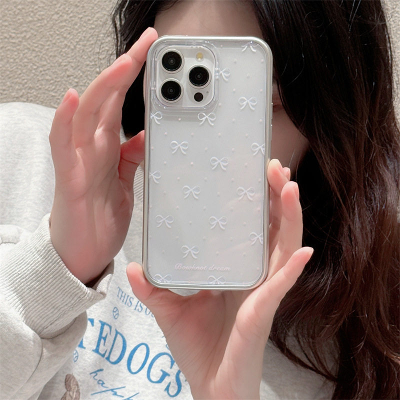IPHONE15PROMAX APPLE 14|13|12 새 휴대폰 케이스에 적합한 가리 하트 심플 진주 리본