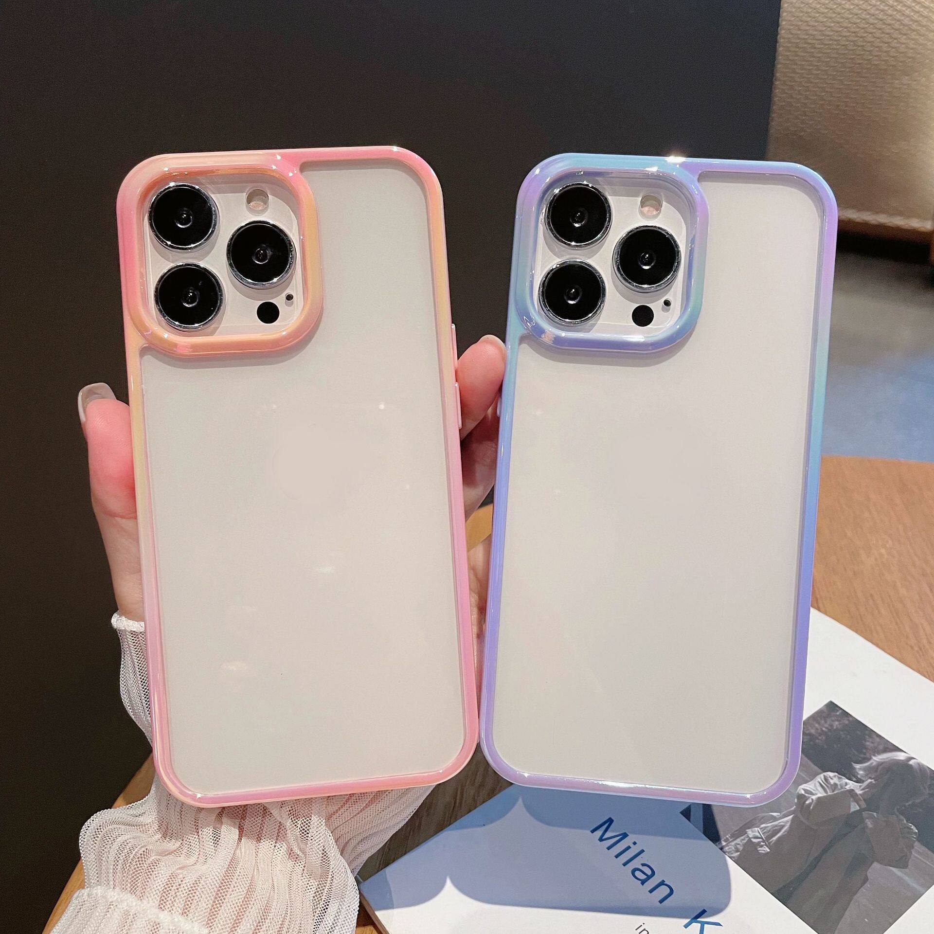 SUITABLE FOR APPLE 16PROMAX PHONE CASE IPHONE14 COLORFUL LASER 13 SIMPLE GROOVE 12 TRANSPARENT ANTI-DROP FEMALE