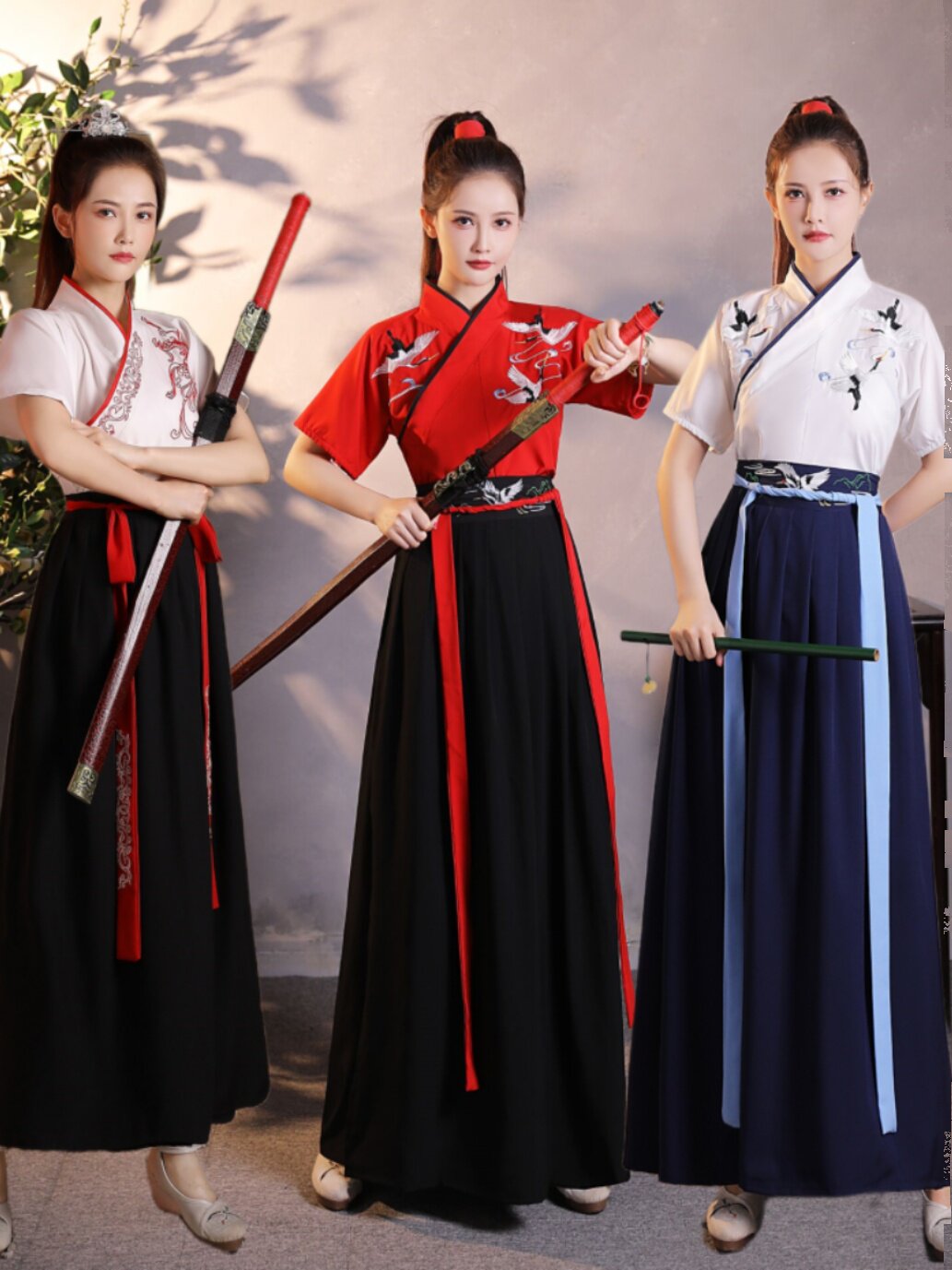 HANFU 여성 중국 스타일 크로스 칼라 허리 길이 무술 스타일 신선한 HANFU 학생 남성 및 여성 케이터링 작업복 여름 반팔
