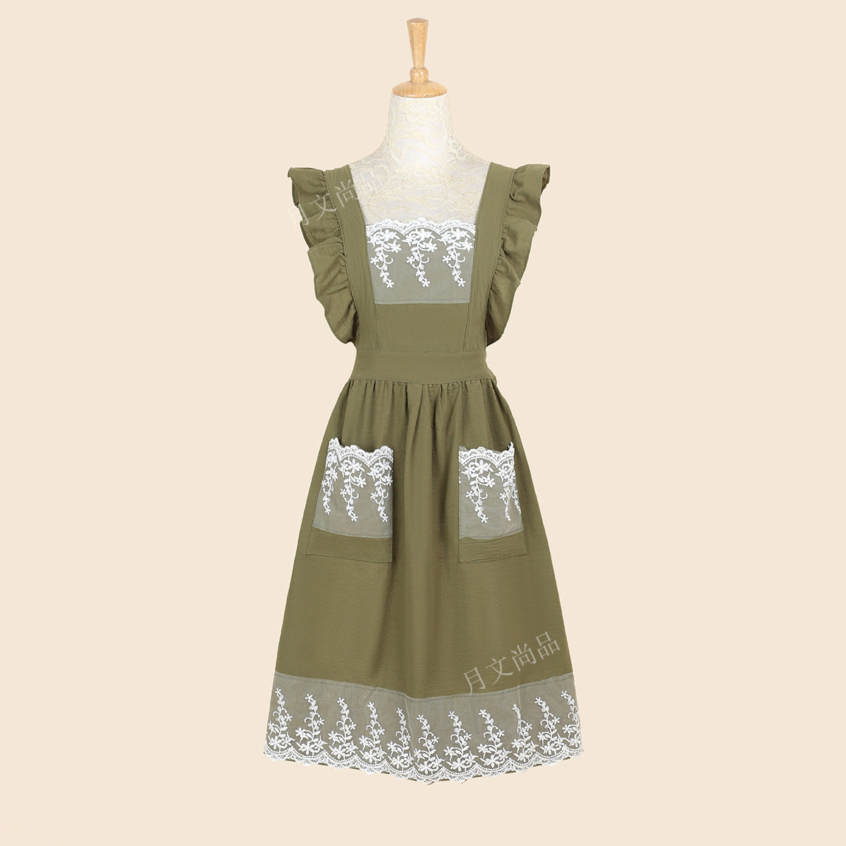 欧式餐厅法国菜饭店服务员高级感围兜花边烘焙花艺背带蕾丝围裙。,家庭/个人清洁工具,围裙,淘宝优惠券,粉丝福利购,淘宝优惠卷