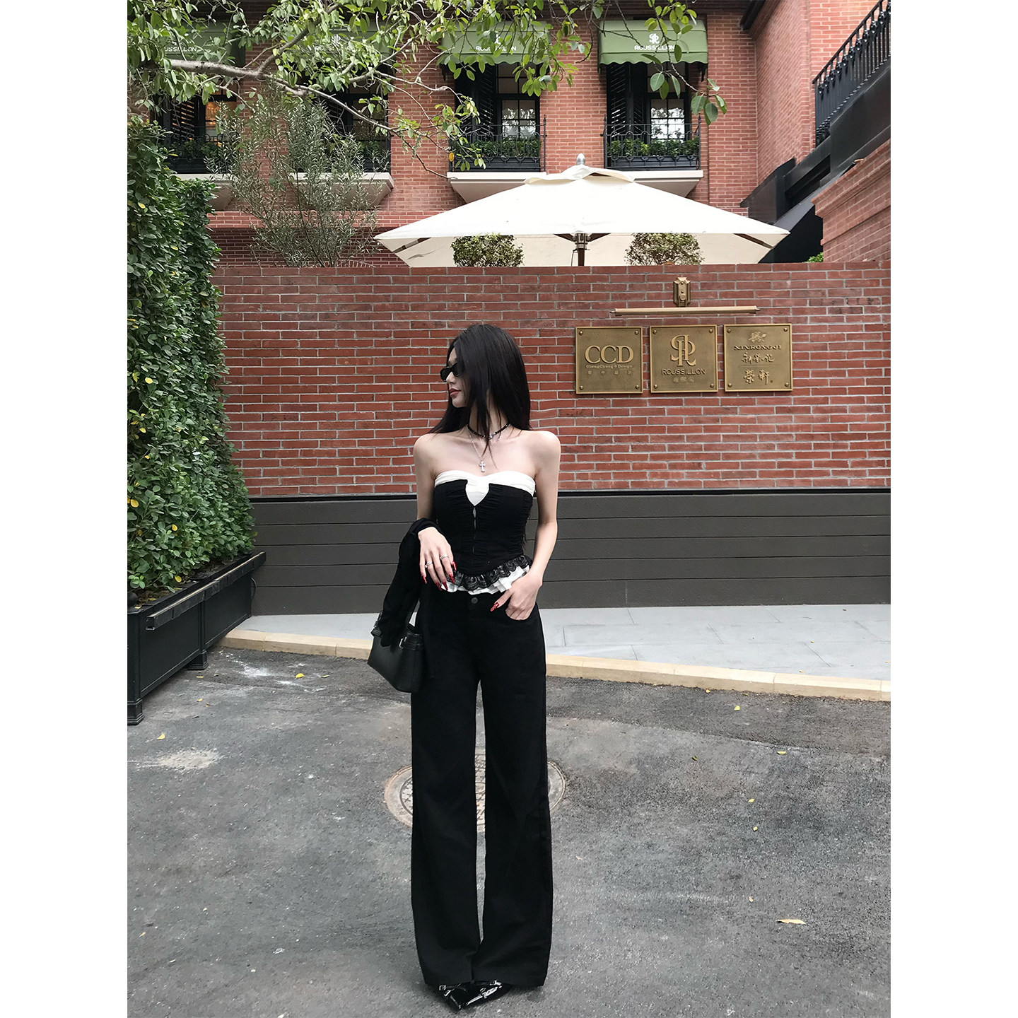 Czelora纯子极简风百搭感垂坠空气修女风阔腿微喇长腿女裤