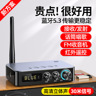 5.3蓝牙接收器转老音箱响功放专用音频适配器FM收音话筒唱歌无损