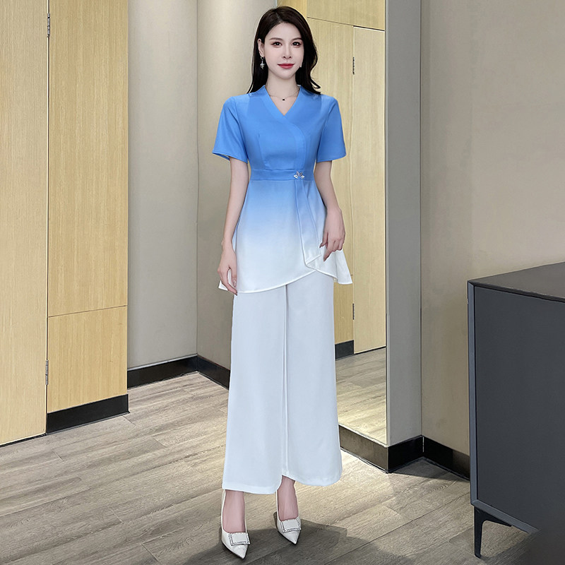2023长裤装弹力款浴足疗技师服ktv制服工作服女时尚洋气桑拿酒店