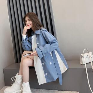 设计感英伦风衣女春秋新款百搭新款中长款小个子气质系带学生外套