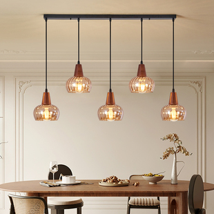 中古风餐厅吊灯法式实木吧台餐桌灯民宿咖啡店美式复古护眼吊灯