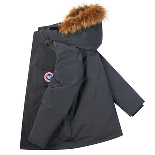 冬季青年加厚过膝羽绒服男士中长款潮流帅气毛领小鹅男装派克外套