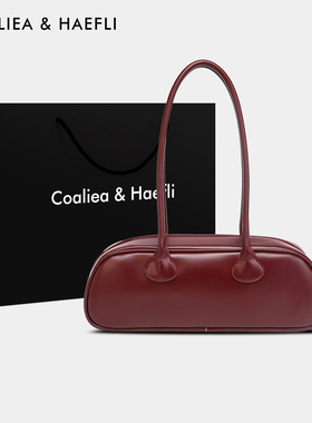 香港品牌红色法棍包包女式小众设计腋下单肩包保龄球波士顿手提包