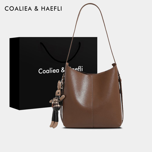 官网COALIEA&KAEFLI真皮水桶包女