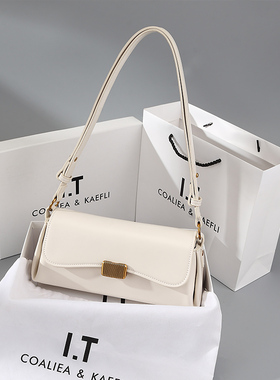 香港代购小众白色法棍腋下包女2025新款秋季高级质感单肩斜挎小包
