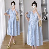 系绳收腰显瘦衬衫 孕后期大码 裙可哺乳孕妇连衣裙 夏季 孕妇裙子新款