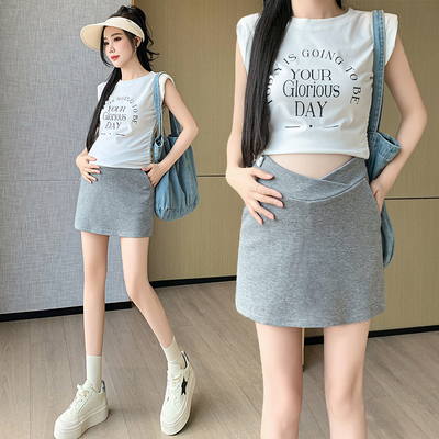 孕妇裙夏装外穿小个子百搭简约低腰包臀裙减龄夏日短裙夏季半身裙