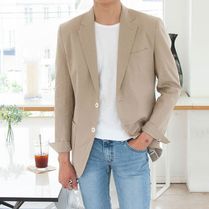 【断码福利】夏季薄款棉麻西装男韩版潮休闲男士单西外套麻料亚麻
