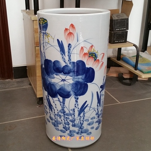 景德镇陶瓷手绘青花瓷和为贵直筒大花瓶字画筒卷轴缸雨伞筒插花桶
