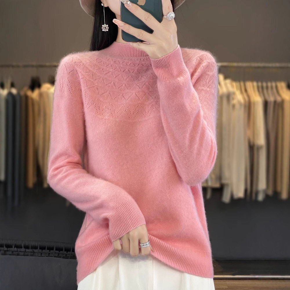 安迪绒秋冬宽松针织衫款毛衣成衣一线半高领女跨境2024打镂空伞形,女装/女士精品,毛针织衫,淘宝优惠券,粉丝福利购,淘宝优惠卷