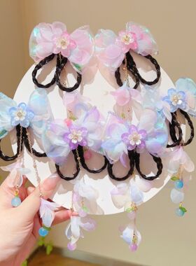 古风发饰发夹儿童流苏步摇边夹头花女童头饰品古装汉服配饰辫子