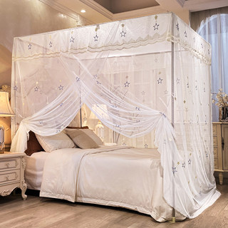 新款刺绣蚊帐家用卧室1.5m1.8米双人床单人1.2米宫廷老式床带支架