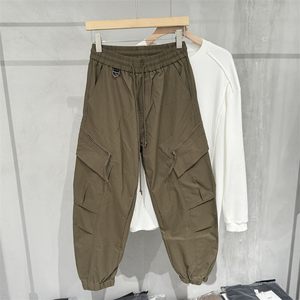 美式机能工装裤男秋季休闲宽松抽绳运动裤男士高街痞帅束脚冲锋裤