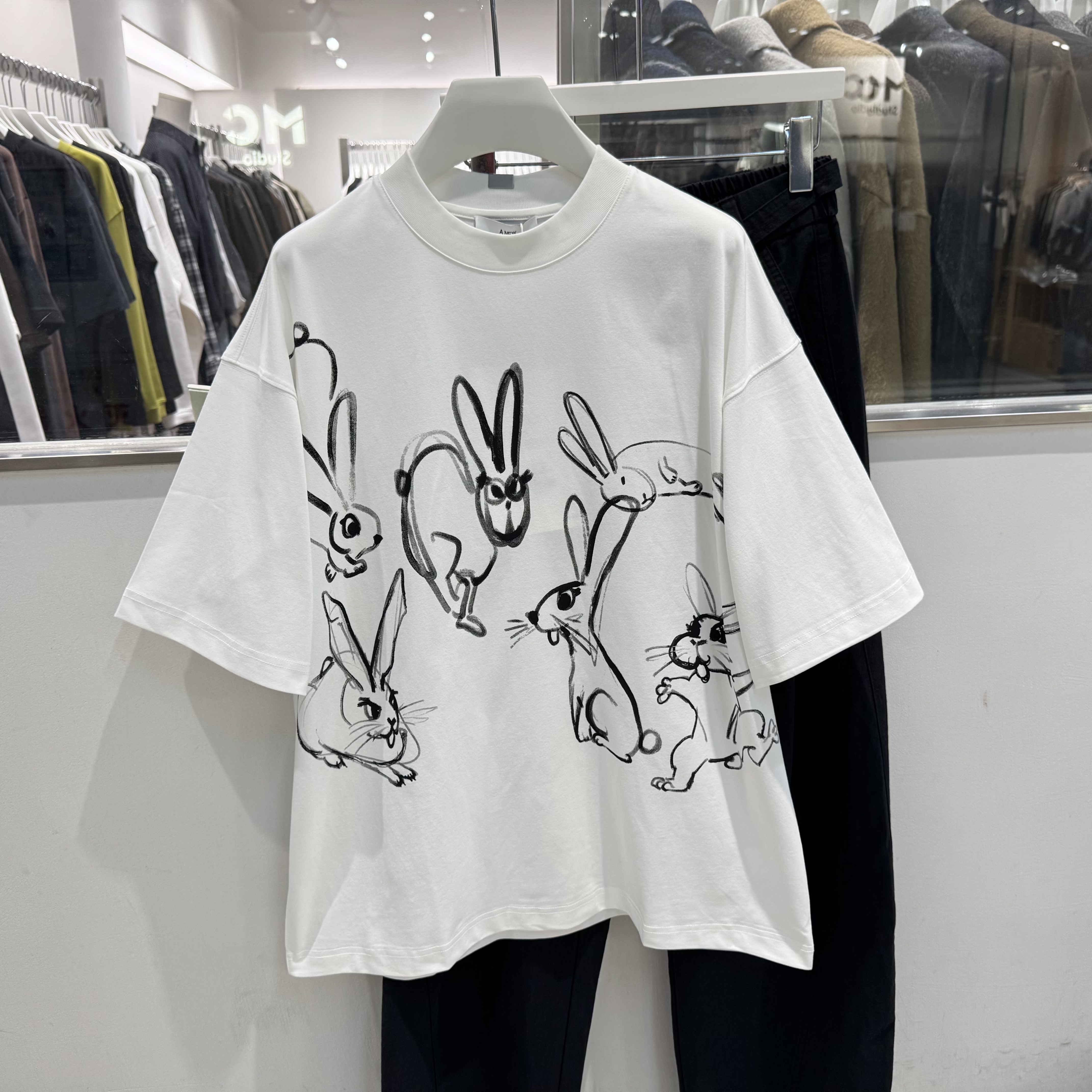 2026春夏新款美式复古重磅卡通印花短袖T恤男宽松圆领半袖上衣潮