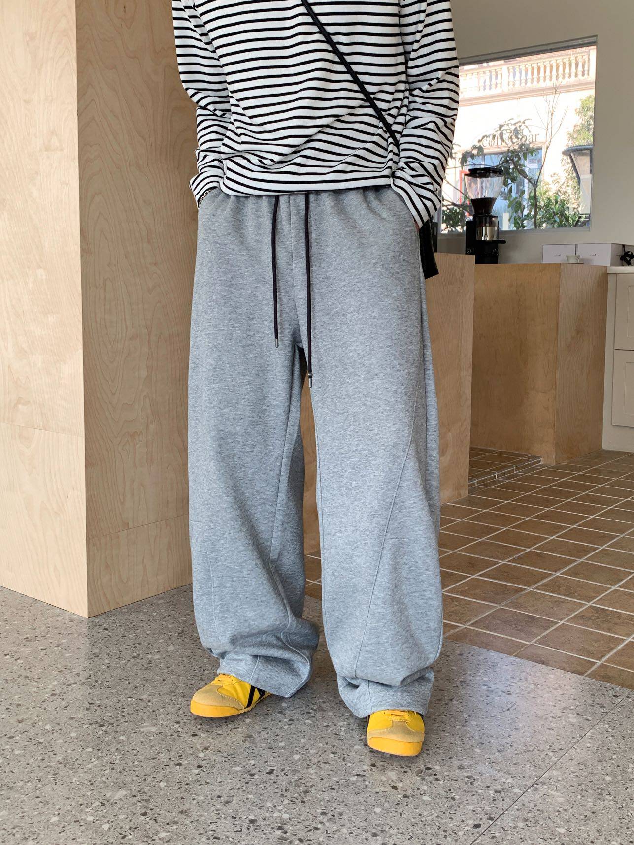 2026春季美式复古百搭通勤系带休闲裤男时尚痞帅束脚弯刀运动裤潮