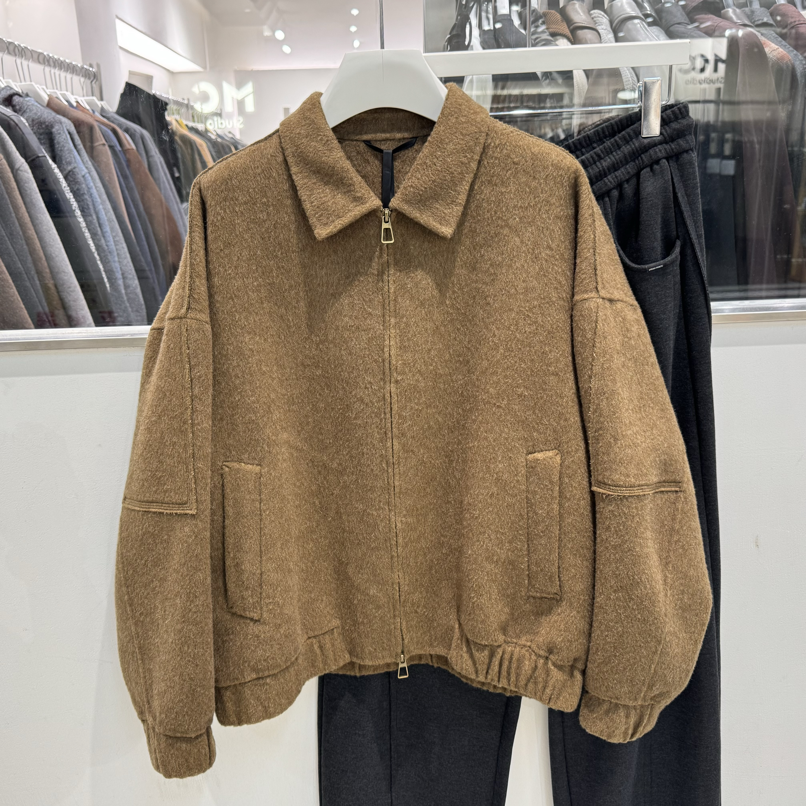 2025冬季韩系复古翻领羊毛双面呢夹克男时尚宽松百搭保暖大衣外套