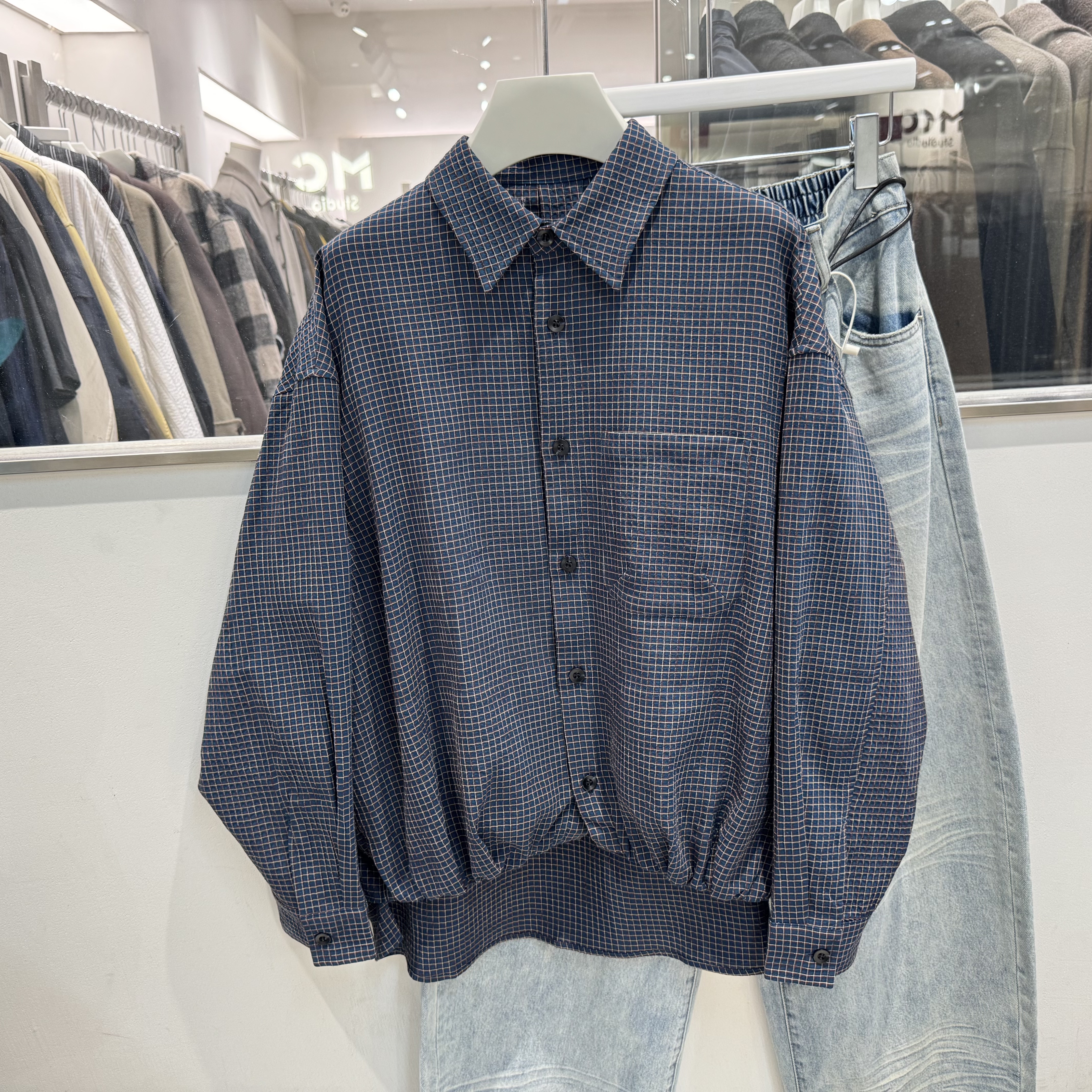 2026春季新款美式复古格子衬衫男潮牌宽松休闲百搭长袖衬衣外套潮