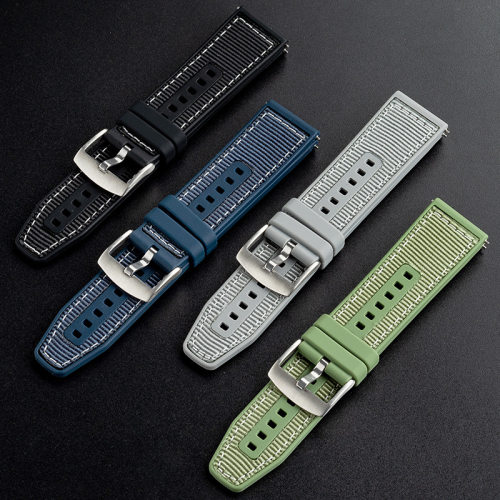 硅胶贴帆布编织表带适用于苹果手表iwatch9/8/7智能手表表带22mm
